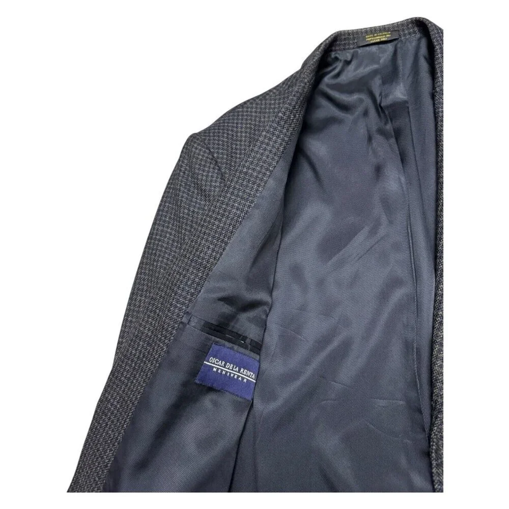 OSCAR DE LA RENTA Check WOOL Luxury Designer Blazer Suit Jacket Mens 46R